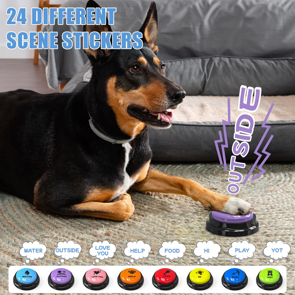 Fzixvow Dog Buttons Talk battery-powered, portable setup for cordless use.