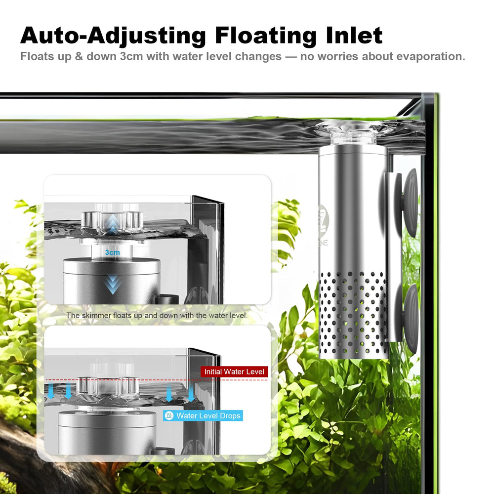 FZONE surface skimmer with quiet pump suitable for small fish and shrimp