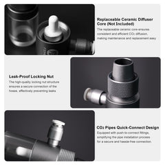 FZONE Aluminum CO2 diffuser durable body resists corrosion in freshwater setups.