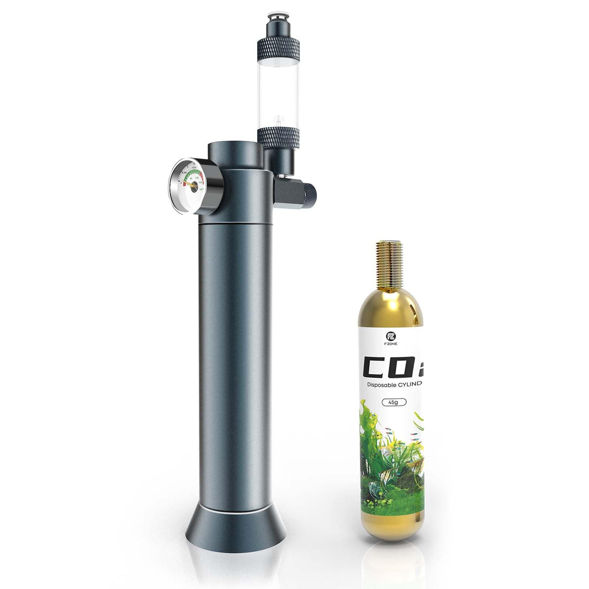 FZONE desktop CO2 system shown in compact desk setup for nano aquariums