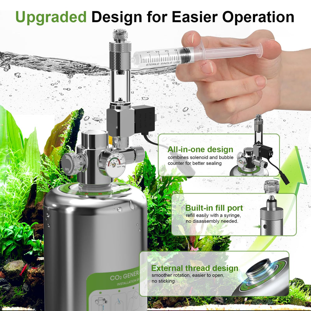 FZONE precision needle valve and pressure gauge for stable CO2 delivery