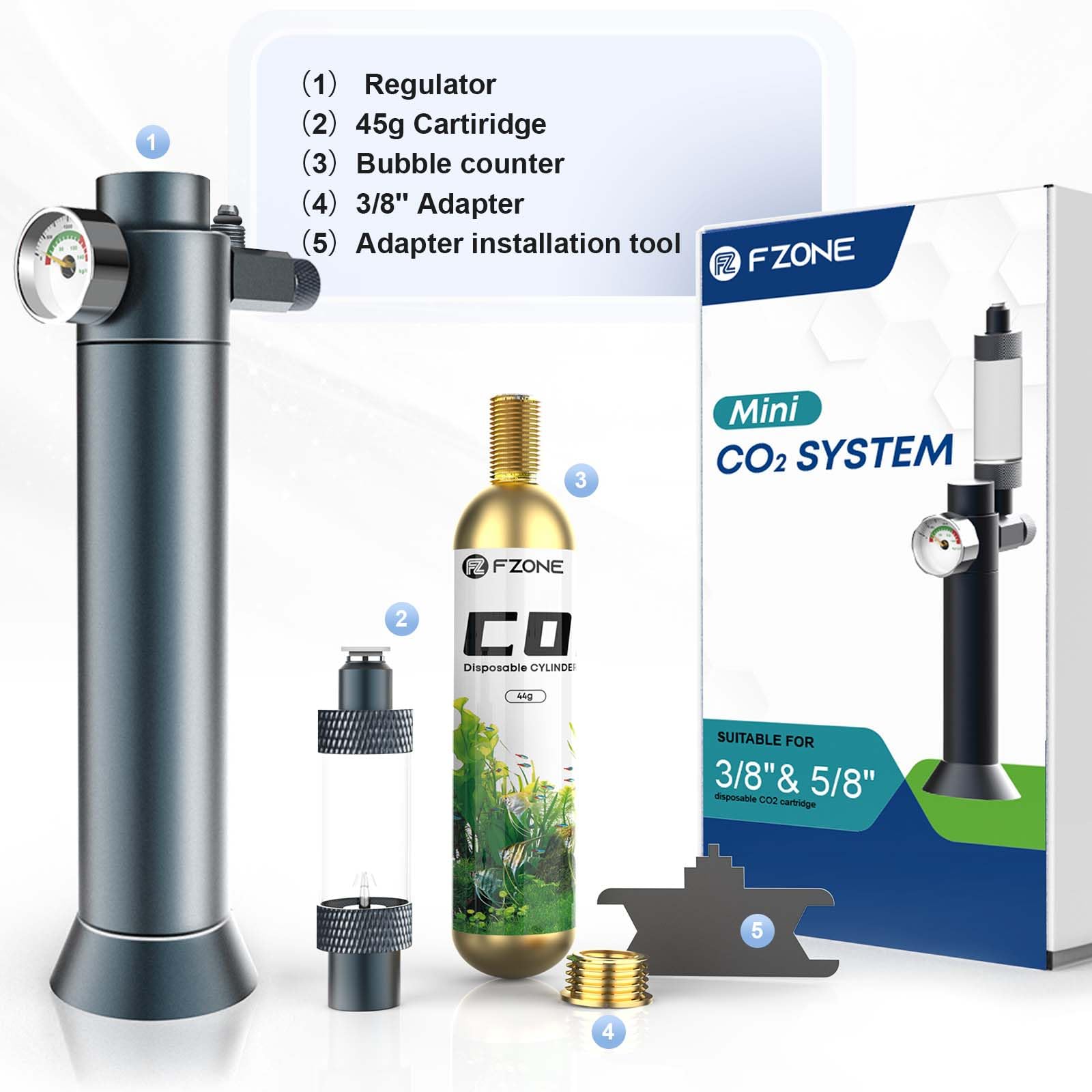 FZONE aluminum regulator with safety seals for leak-free operation