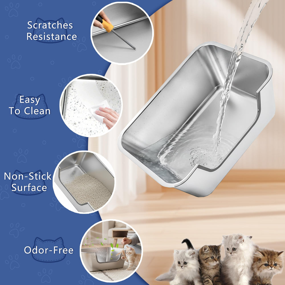 FZZOR cat litter box with high sides to reduce litter spills.