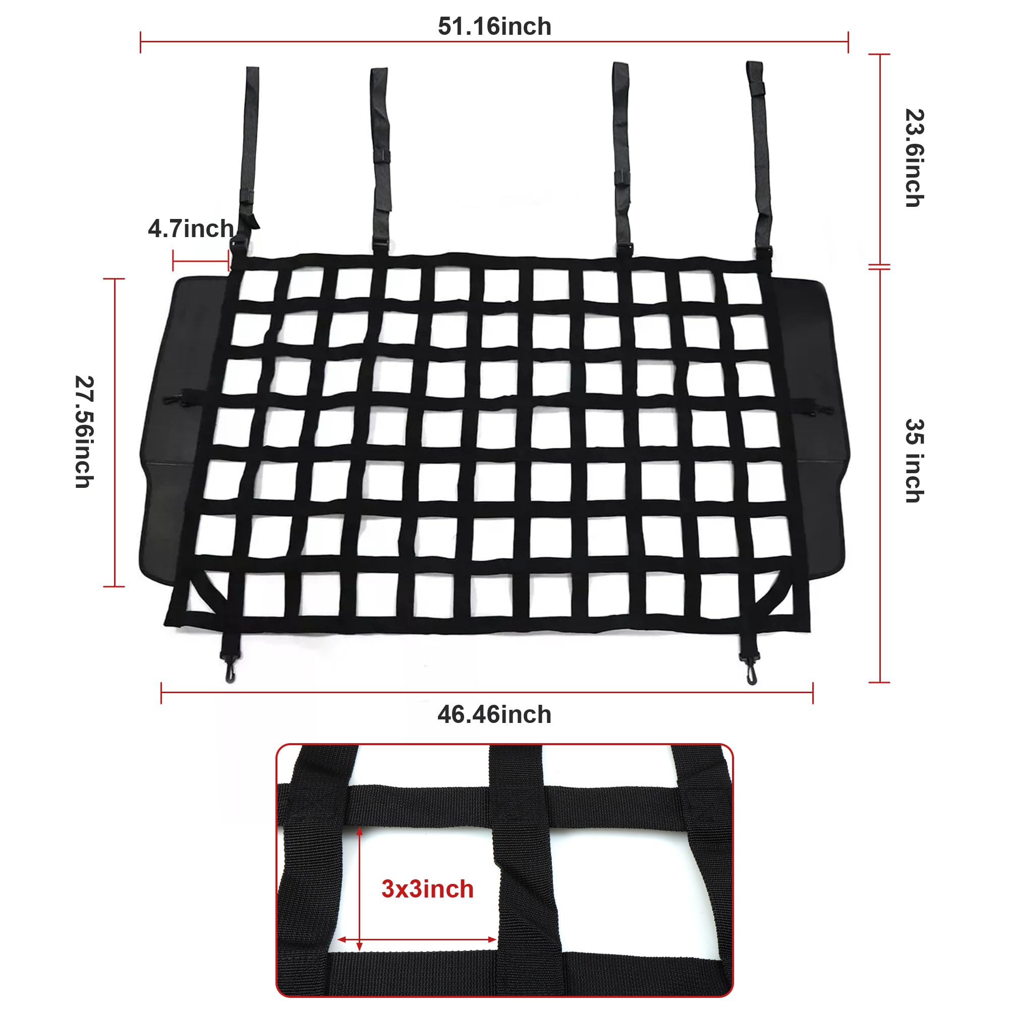 G dog barrier in Jeep trunk demonstrates organized pet separation during trips