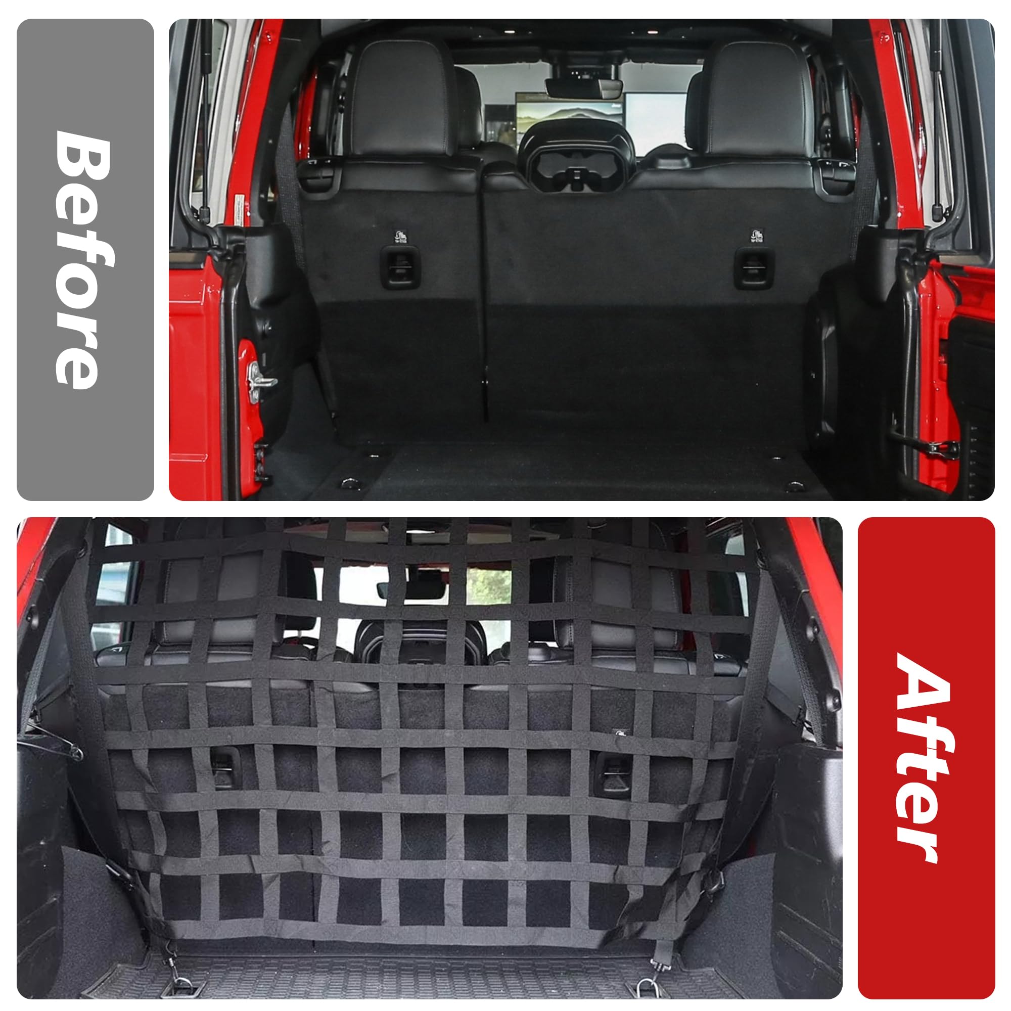 G dog barrier spanning cargo area keeps medium to large pets calm