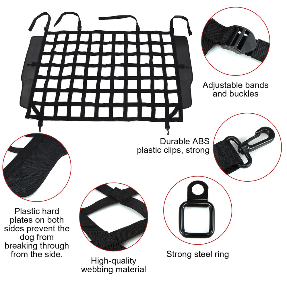 G dog barrier safety mesh design preserves driver visibility while restraining pets