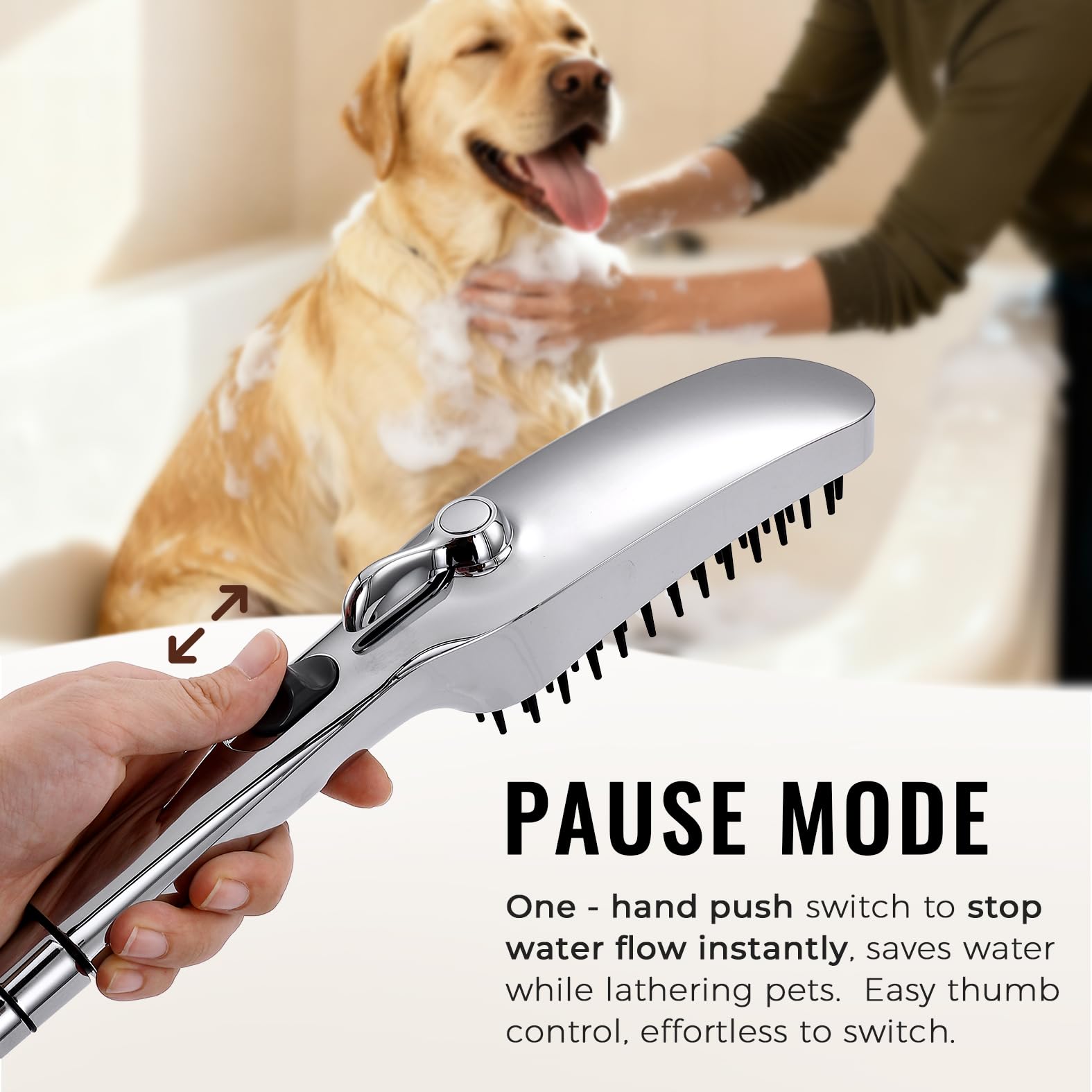 G-Promise integrated brush for gentle scrubbing while rinsing