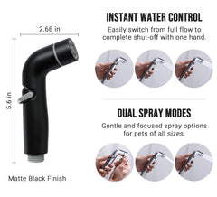 G-Promise dog shower sprayer attachment hose demonstrates 78-inch reach for easy rinsing