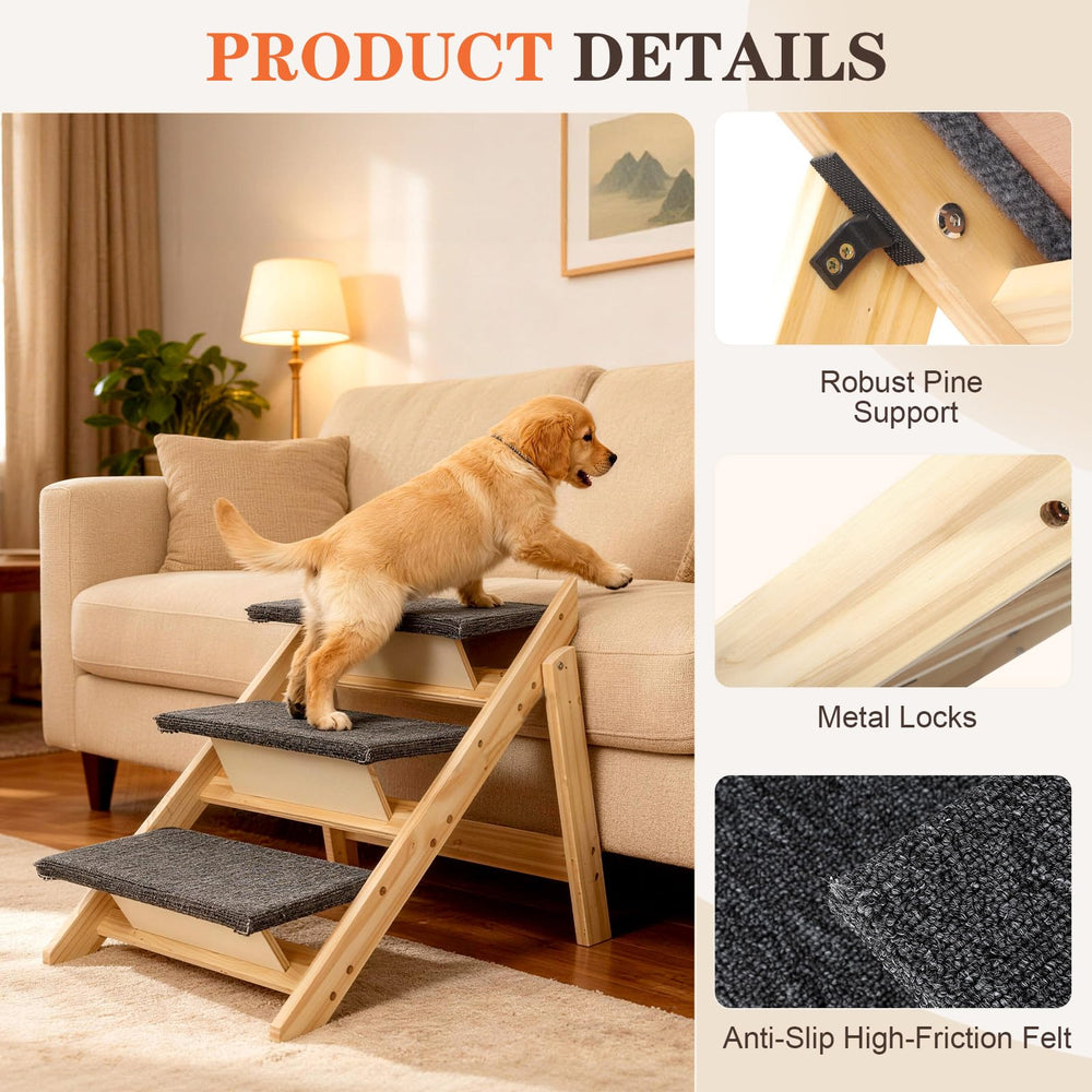 Gabieusn dog steps on bed sofa; safe ascent for furniture access
