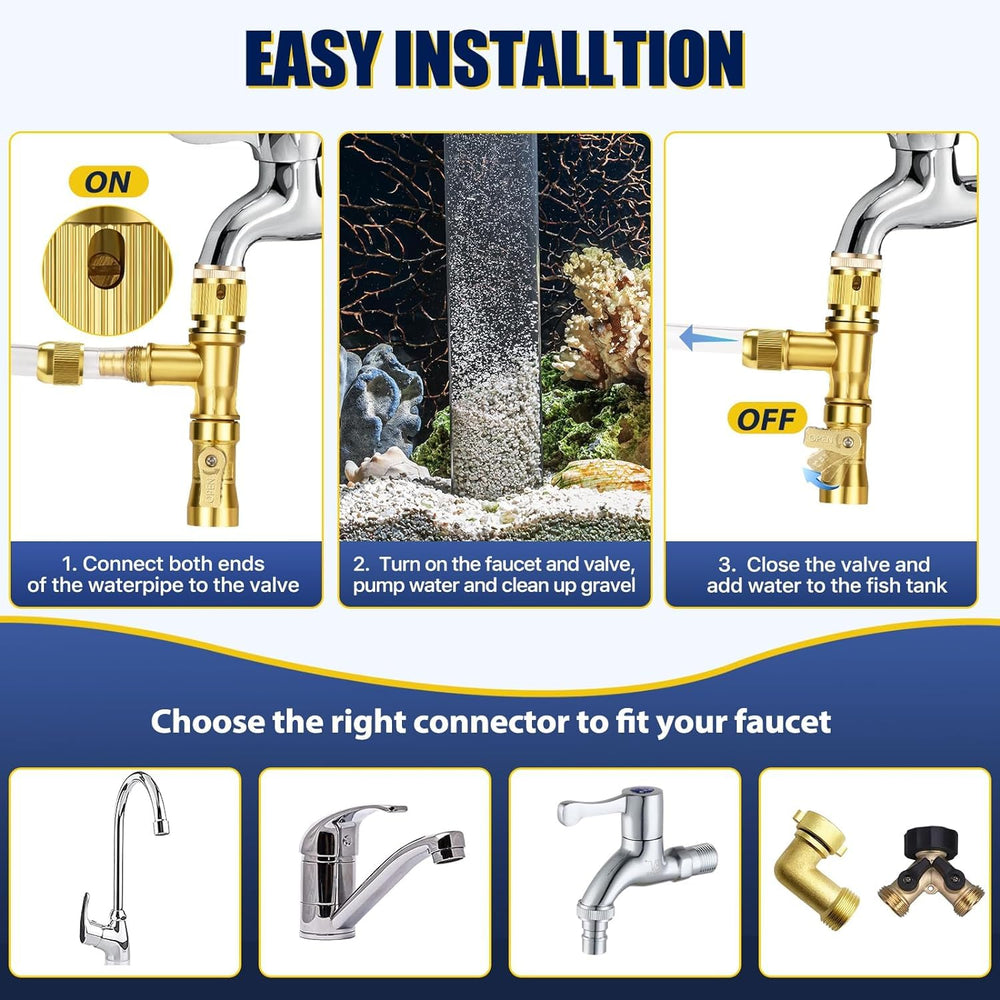 Multi-adapter kit enabling faucet connections for GADFISH changer.