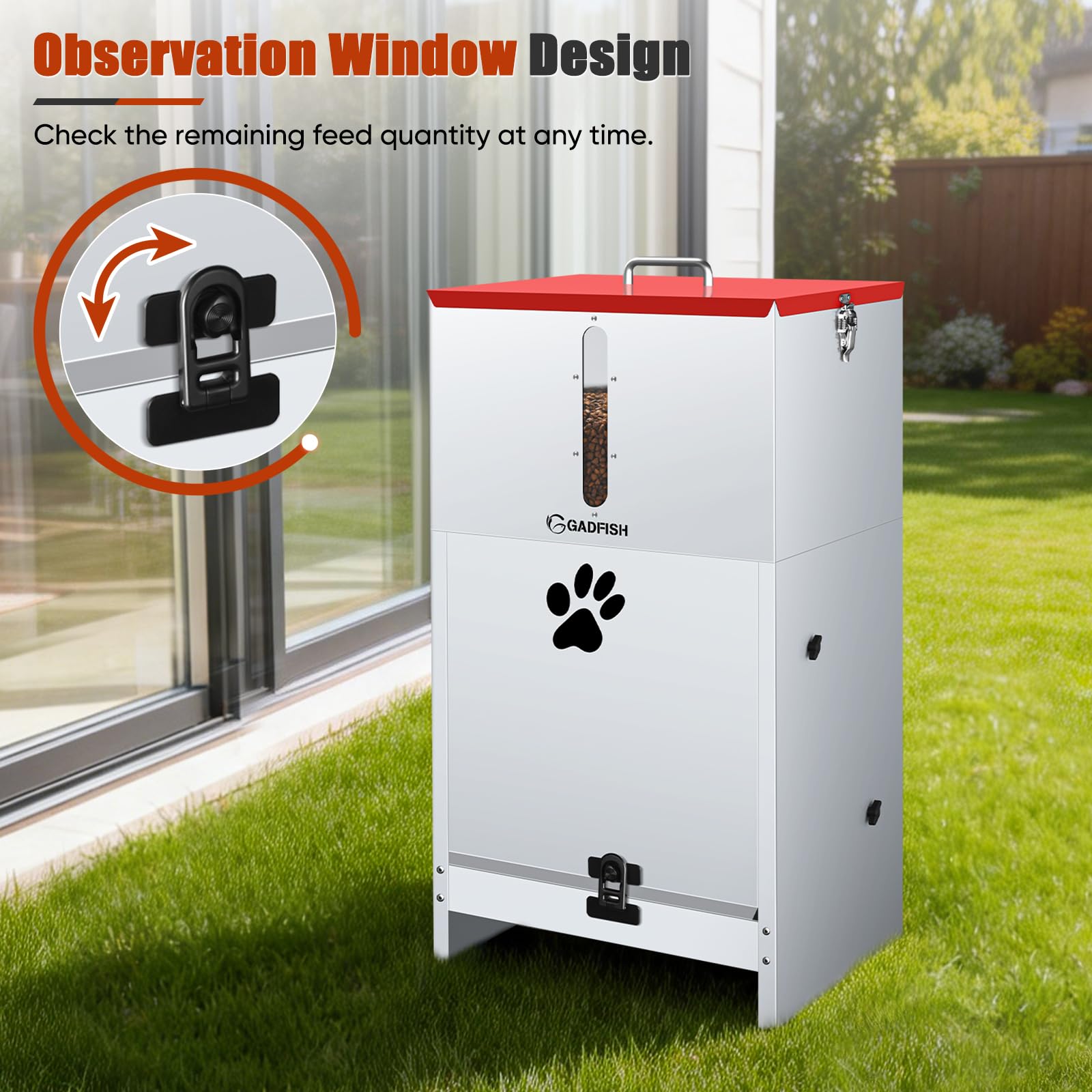 GADFISH easy-installation outdoor dog feeder saves setup time.