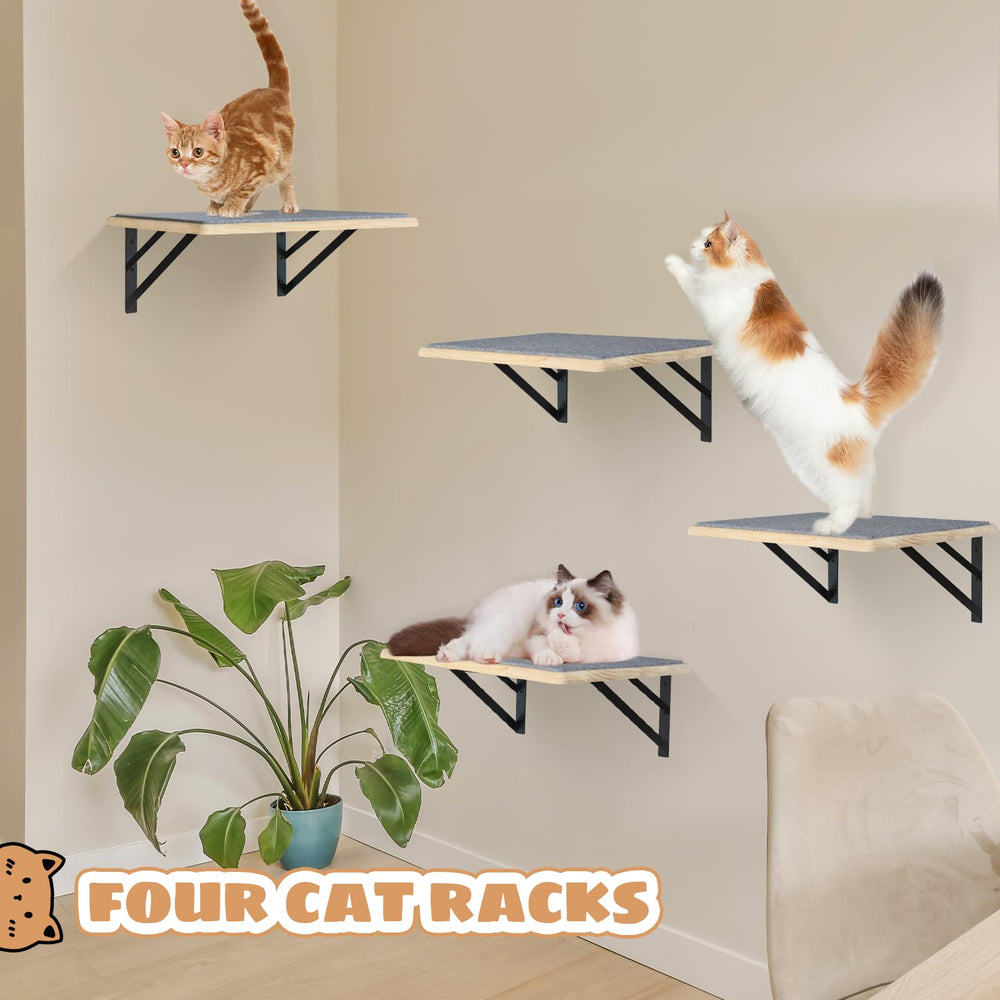 GADKE Burlywood cat shelves scratching pad supports claws during play.