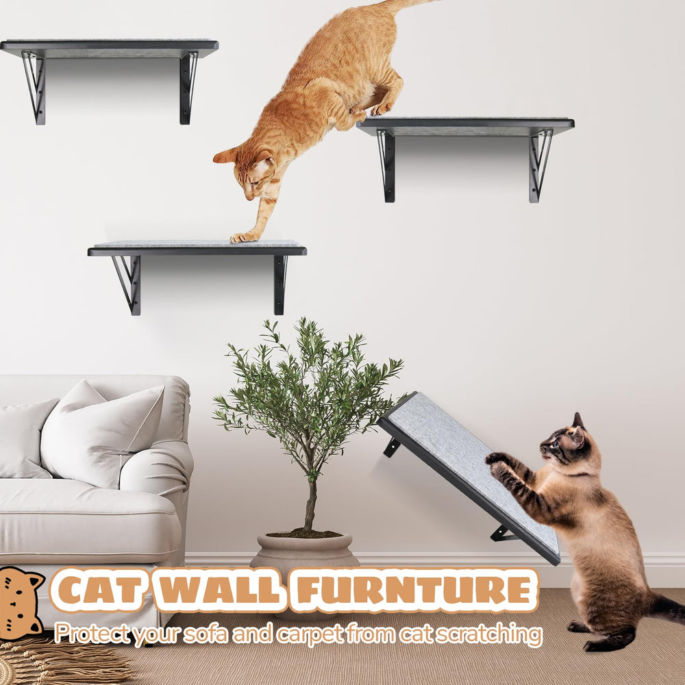 GADKE cat wall shelves with scratching pad add safe play and claw care