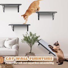 GADKE cat wall shelves with scratching pad add safe play and claw care