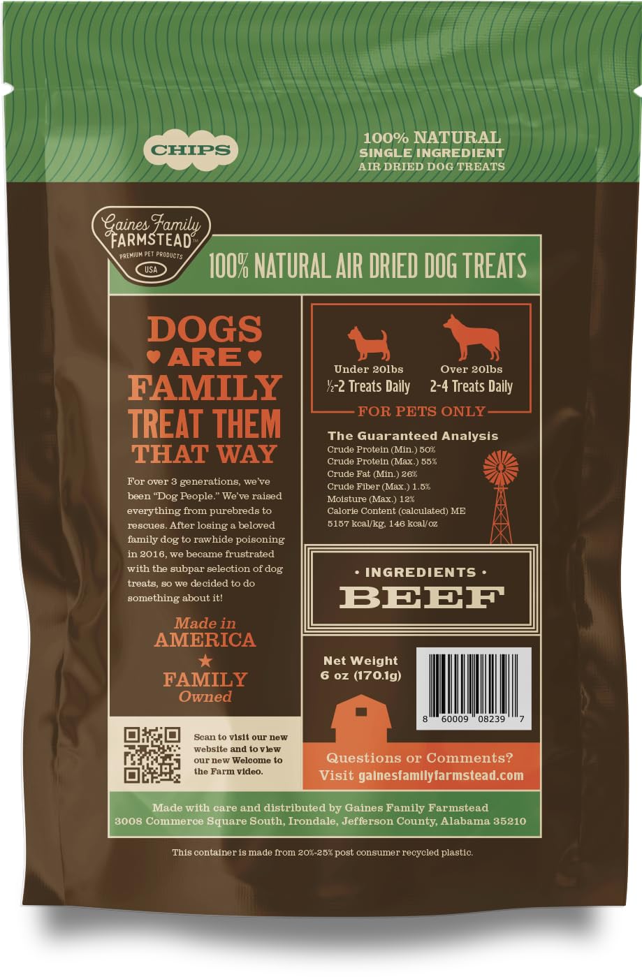 Gaines Family Farmstead Beef Chips made in USA packaging