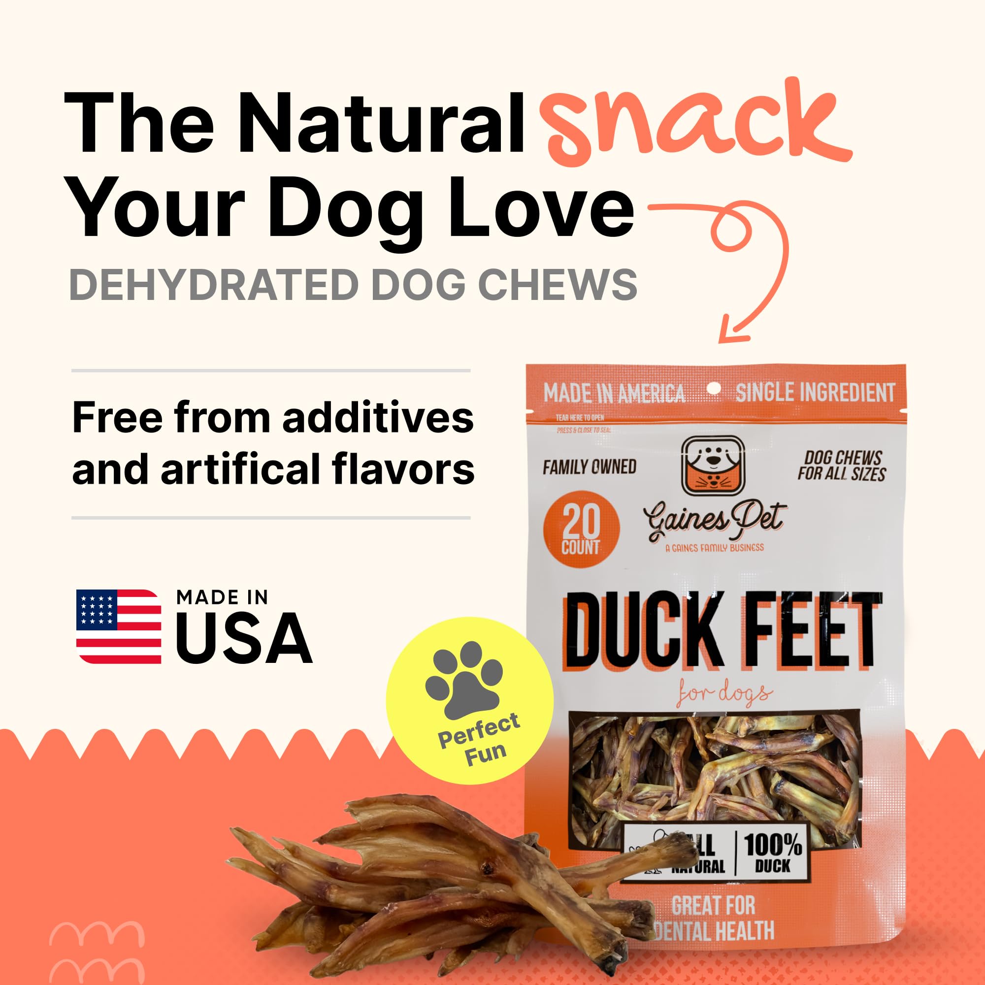 Crunchy Gaines duck feet for dogs ideal for training rewards