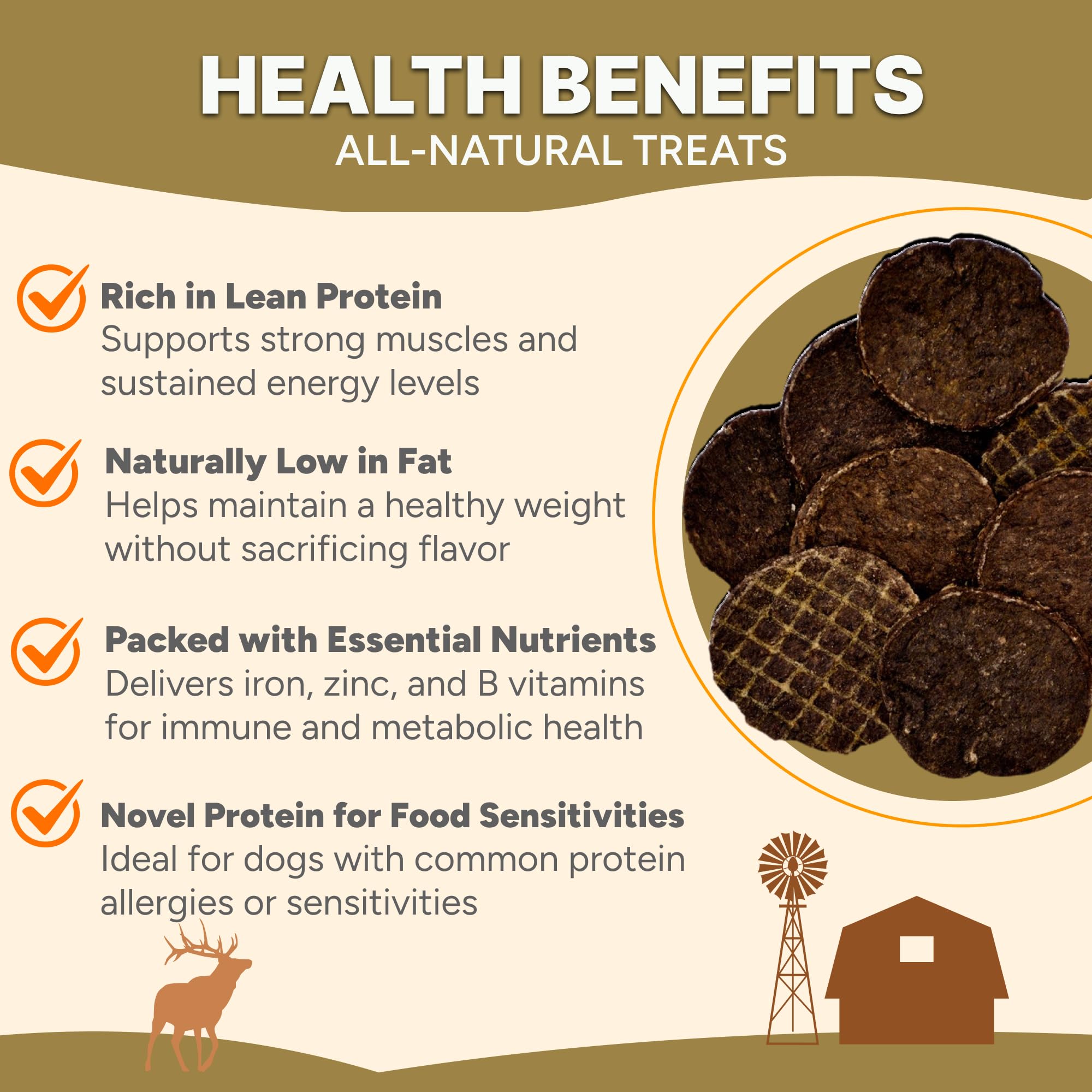 Gaines Family Farmstead Elk Chips air-dried process—retains protein and enzymes.