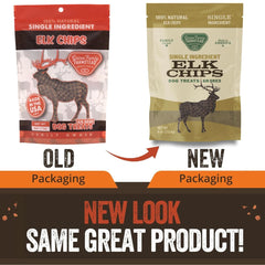 Gaines Family Farmstead Elk Chips texture closeup—air-dried protein-rich snack for active dogs.