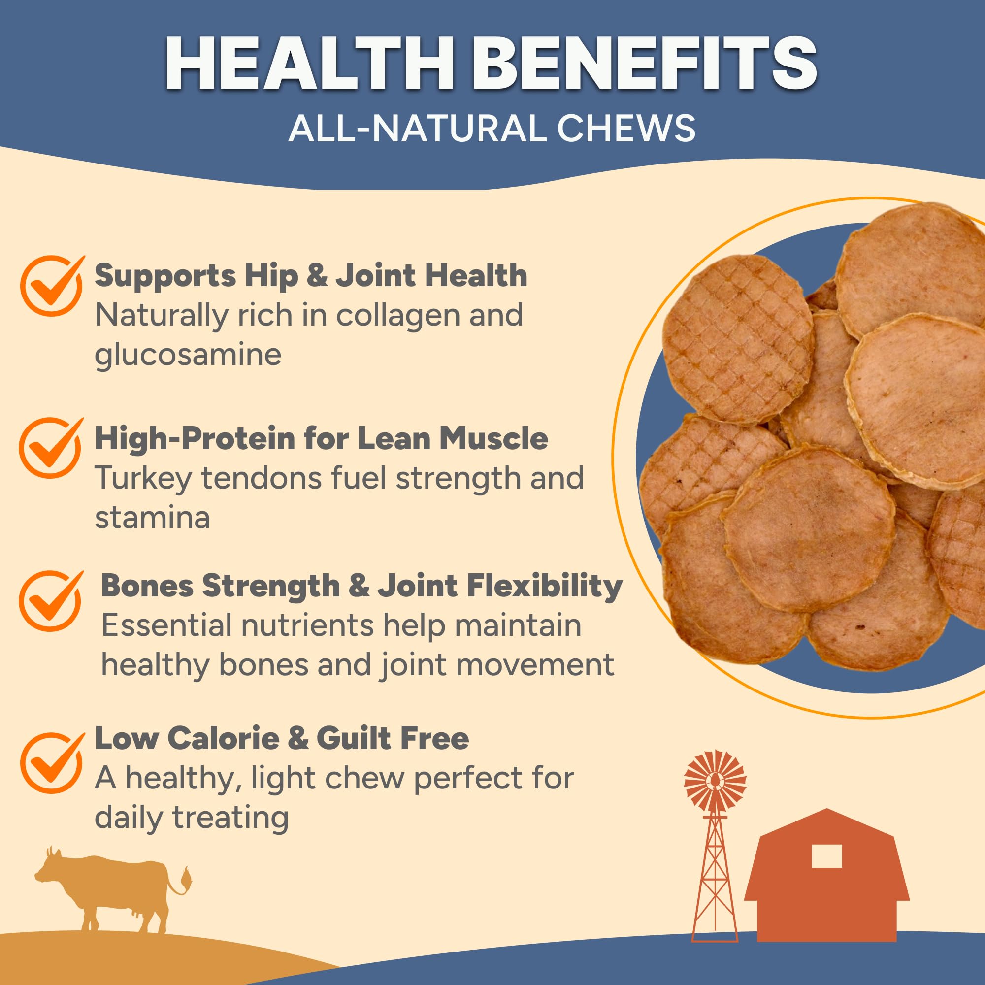 Gaines Family Farmstead grain-free dog chew with lean turkey tendon for sensitive stomachs.