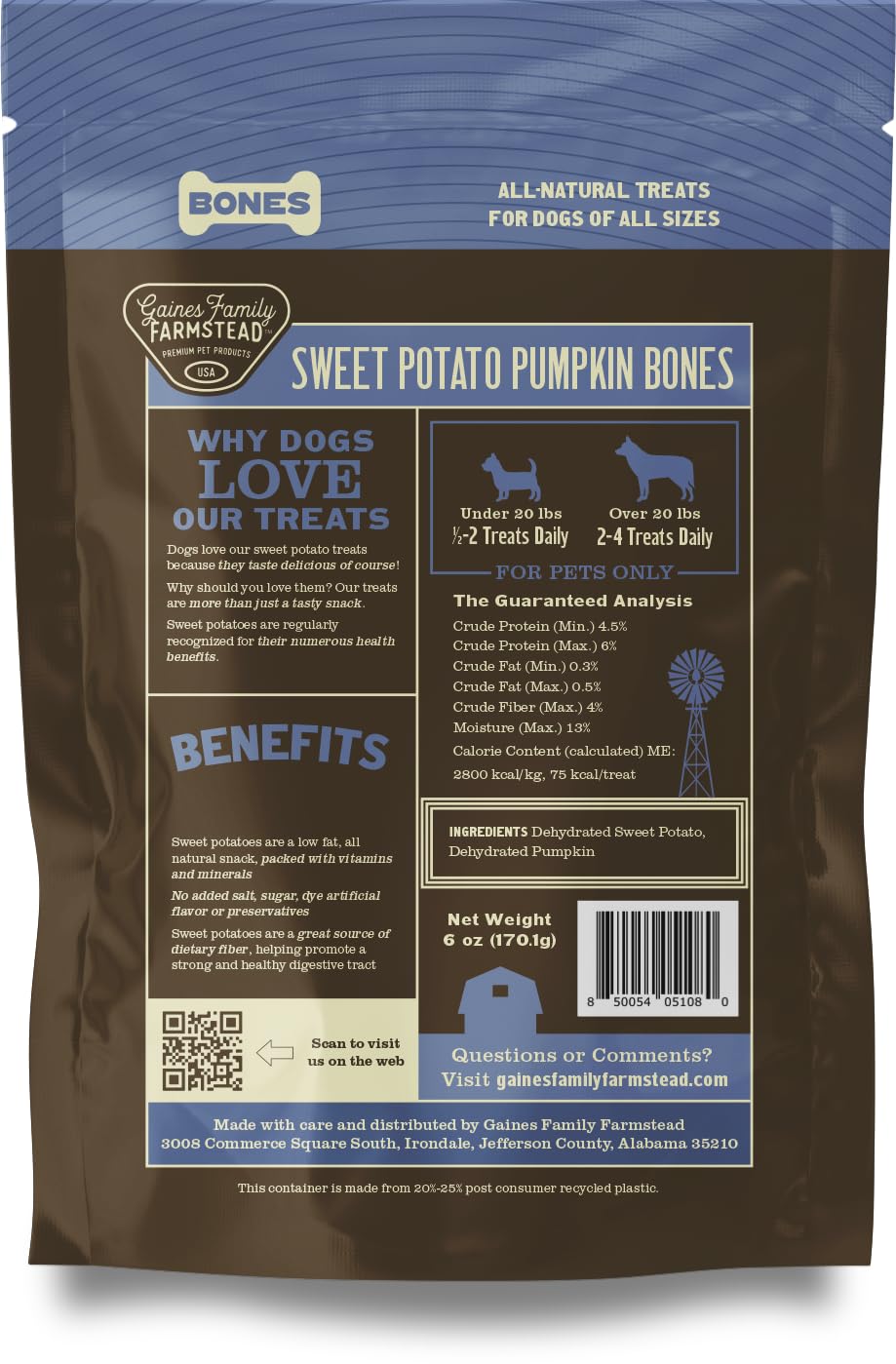 Gaines Family Farmstead Made in USA Dog Treats packaging.
