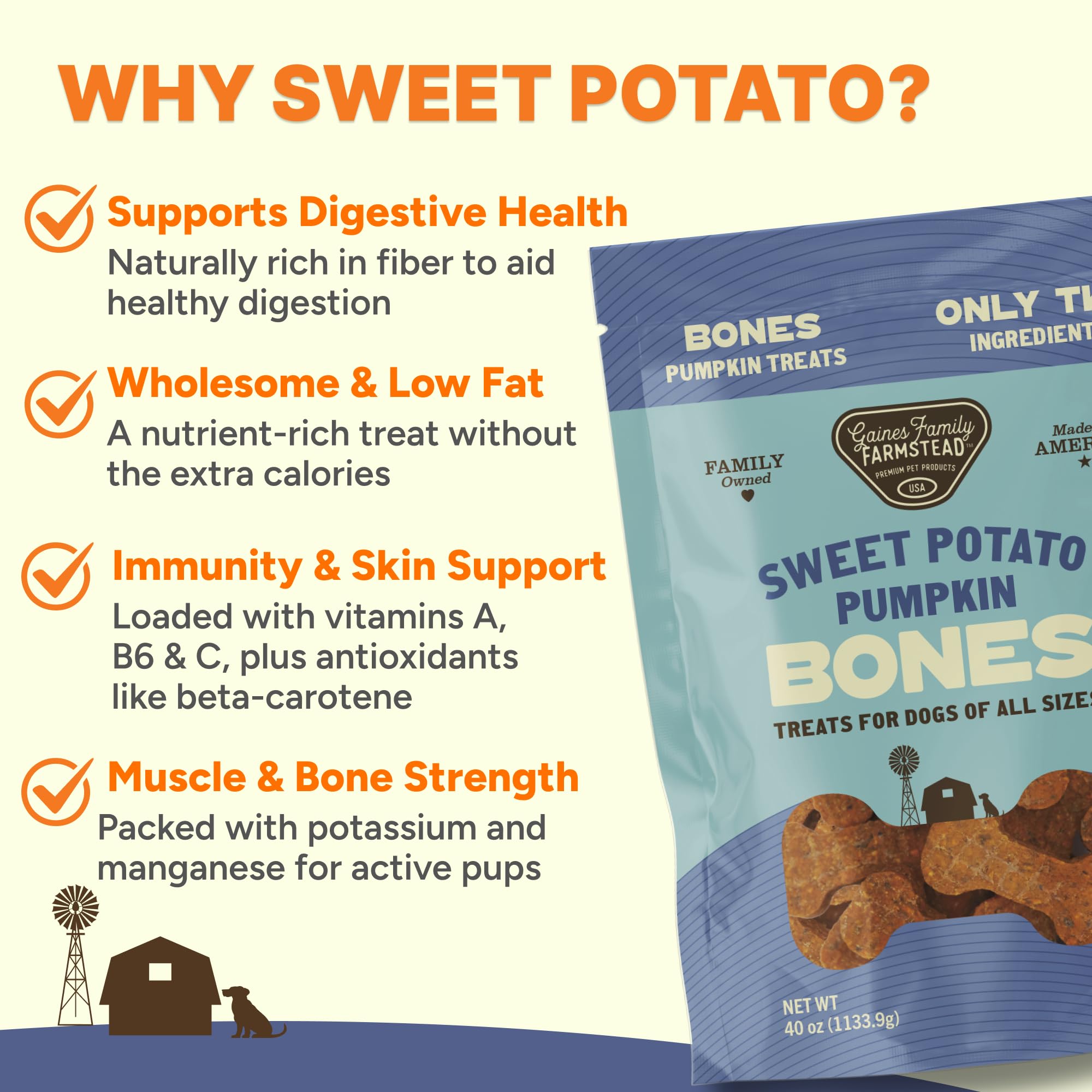 Gaines Family Farmstead treats ideal for small and large dogs grain-free hypoallergenic option