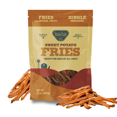 Gaines Family Farmstead sweet potato fries for dogs in 14oz bag; grain-free and single-ingredient.