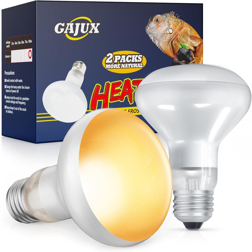 GAJUX reptile heat lamp over the basking area provides reliable warmth.