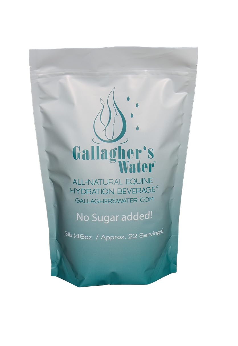 Gallagher's Water powder mix for equine hydration with electrolytes supports thirsty horses