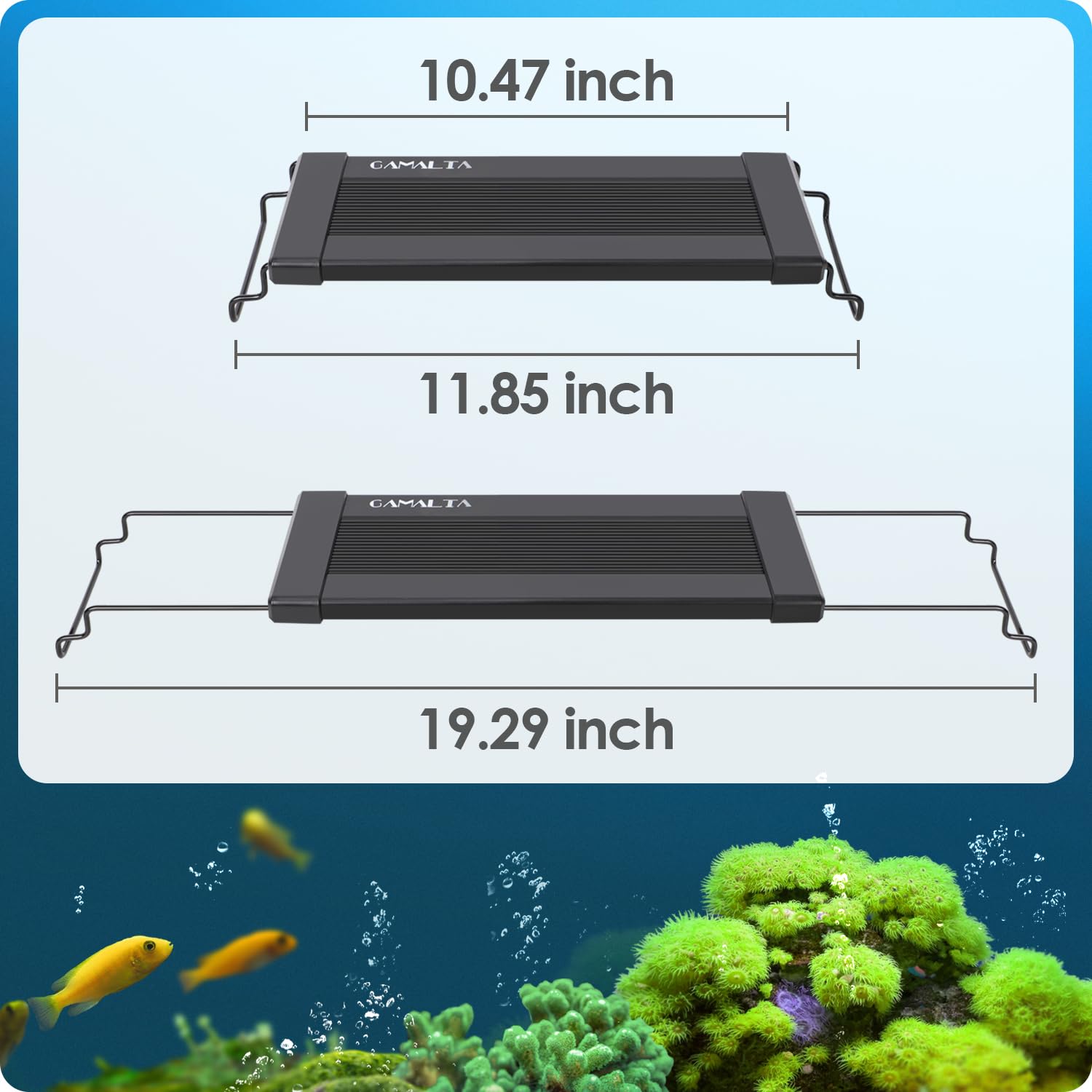 Gamalta Aquarium Light with seven color brightness options for mood and visibility