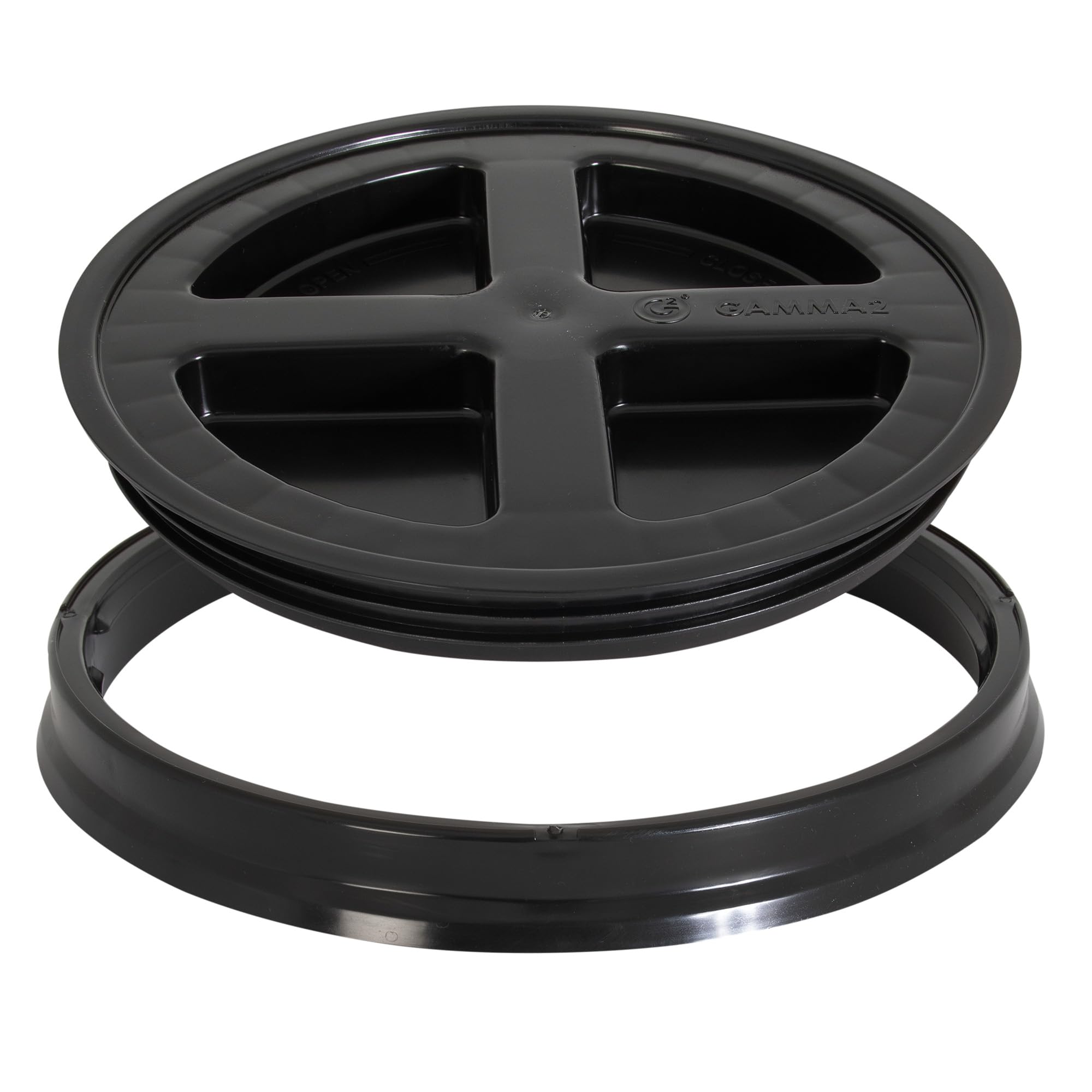 Gamma Seal Lid on a bucket demonstrates airtight storage for pantry essentials.