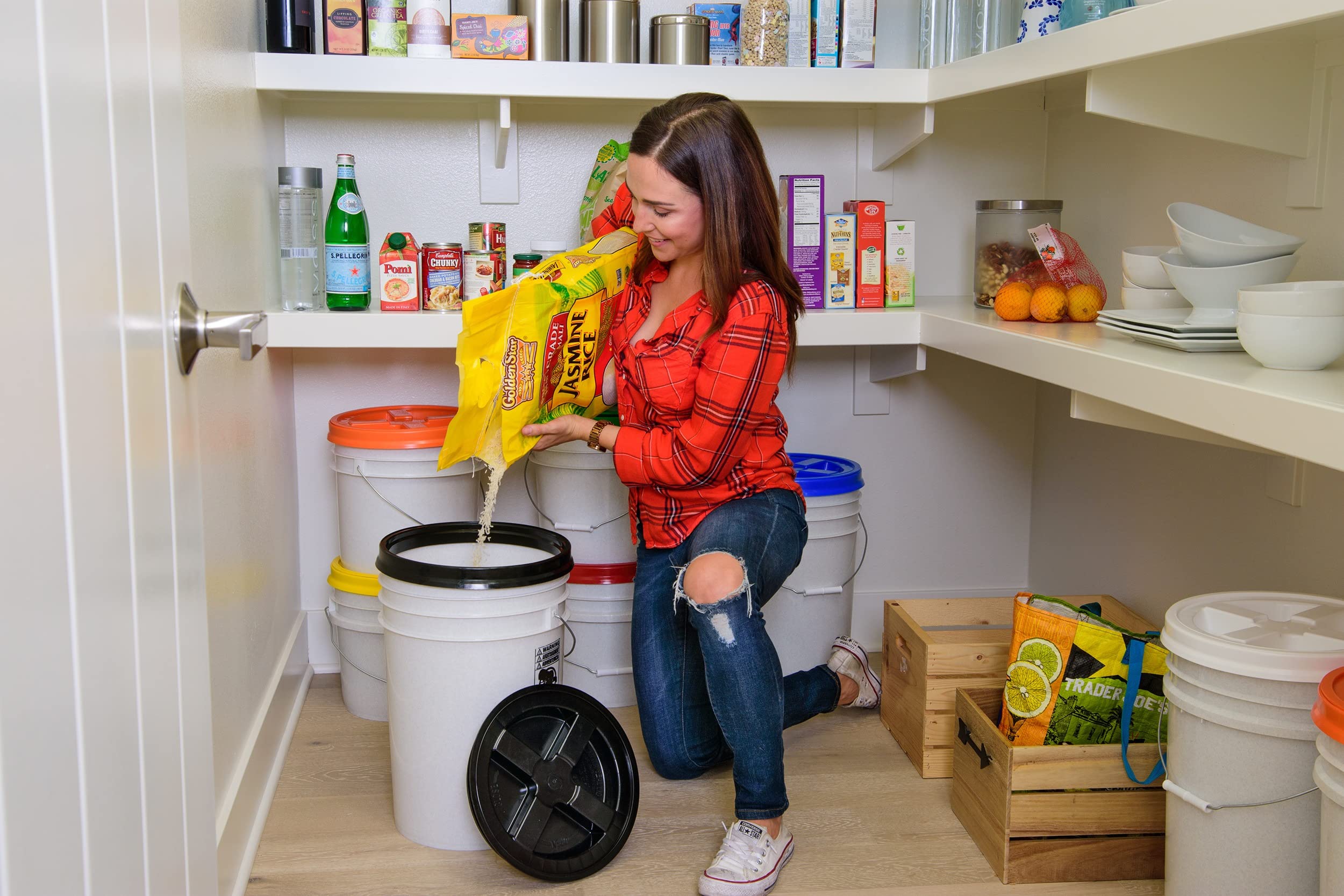 Ideal for organizing pantry staples, pet foods, paints, and hobby supplies.