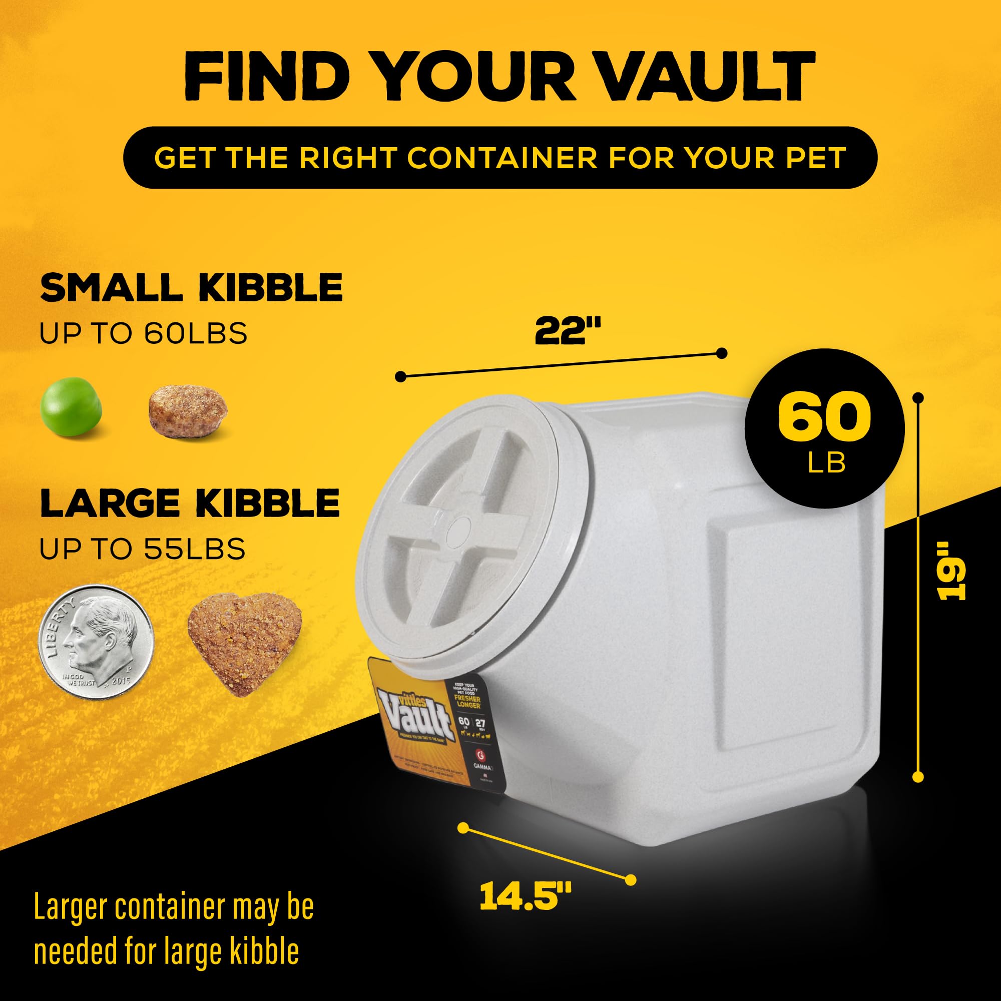 Gamma2 Vittles Vault stores dry foods like birdseed and oats securely.
