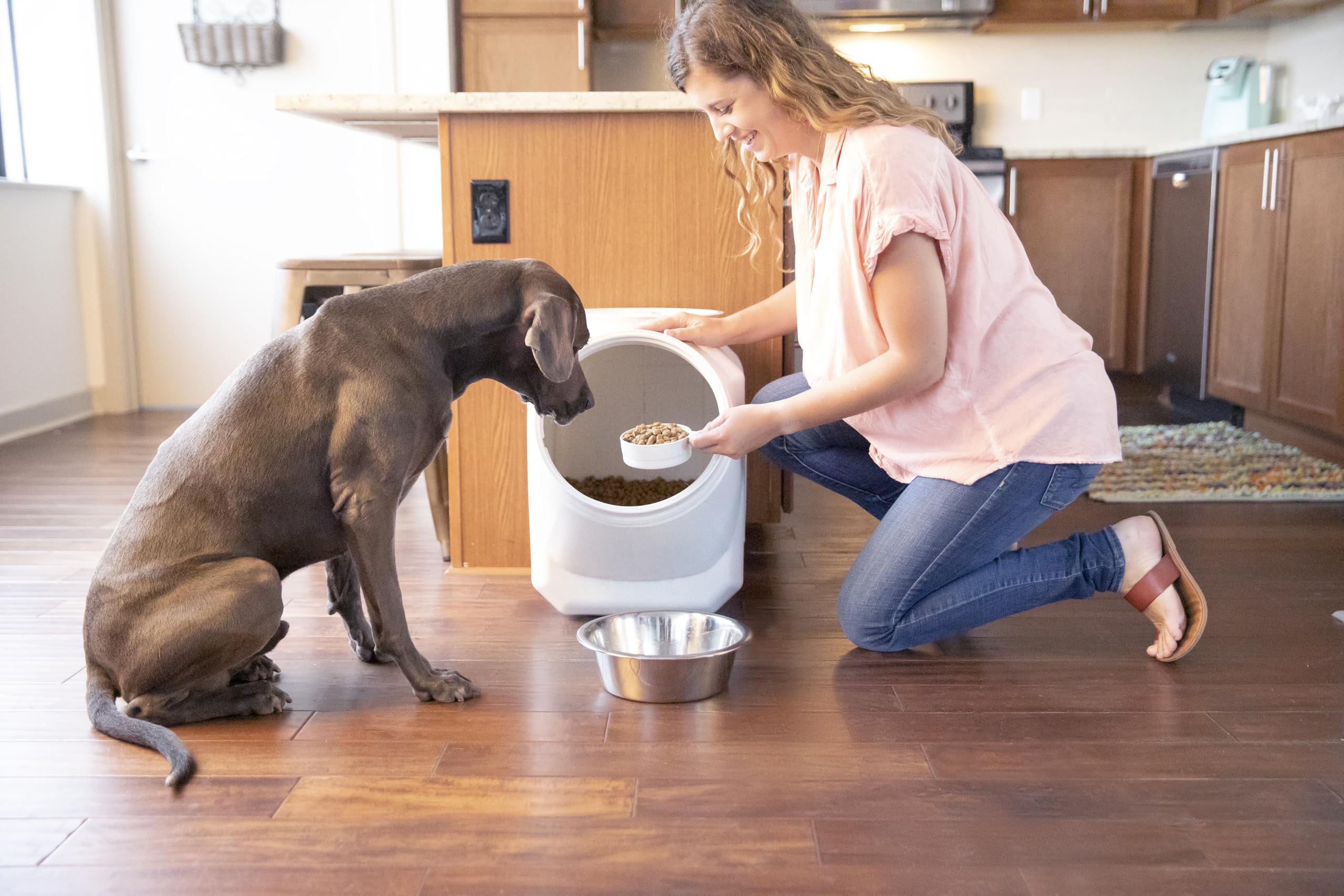 Gamma2 Vittles Vault storage supports bulk kibble and cereals.