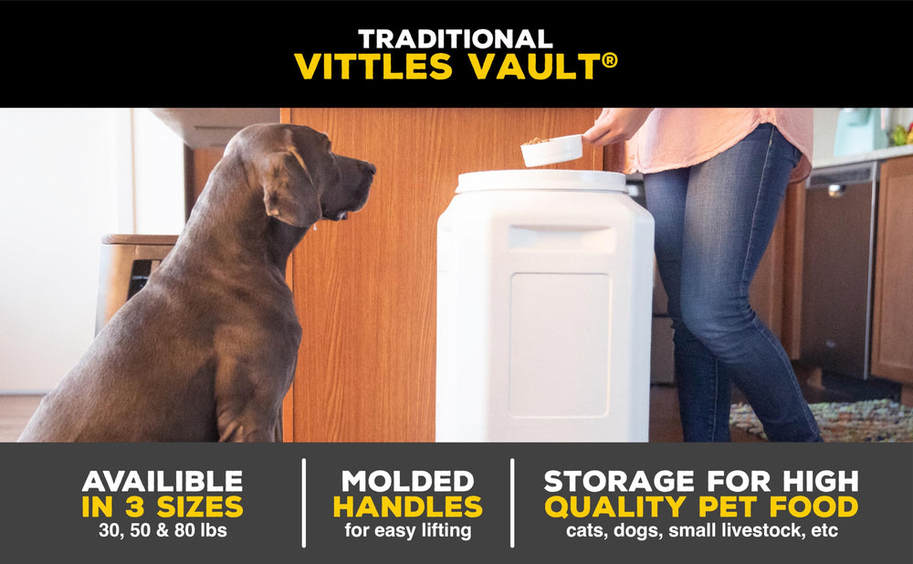 Gamma2 Vittles Vault multiuse storage for dog kibble, bird seed, or cereals.
