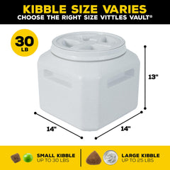 Gamma2 Vittles Vault dry pet food storage container keeps kibble organized.