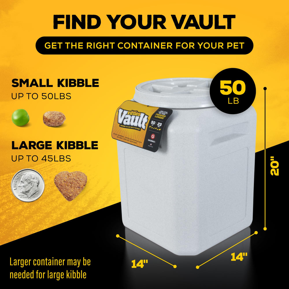 Gamma2 Vittles Vault durable-HDPE material supports long-term dry food storage.