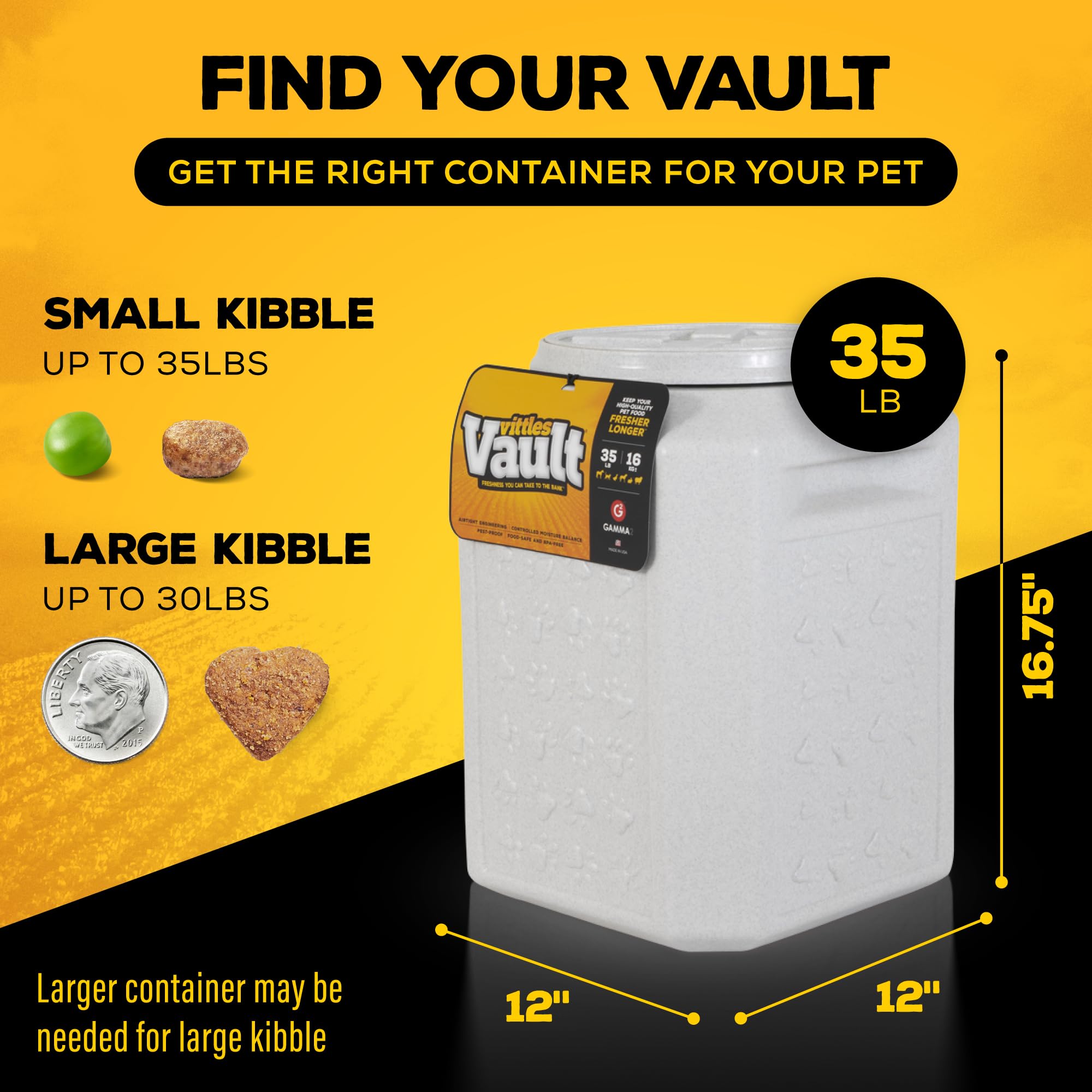Gamma2 Vittles Vault includes a scoop for easy portioning.