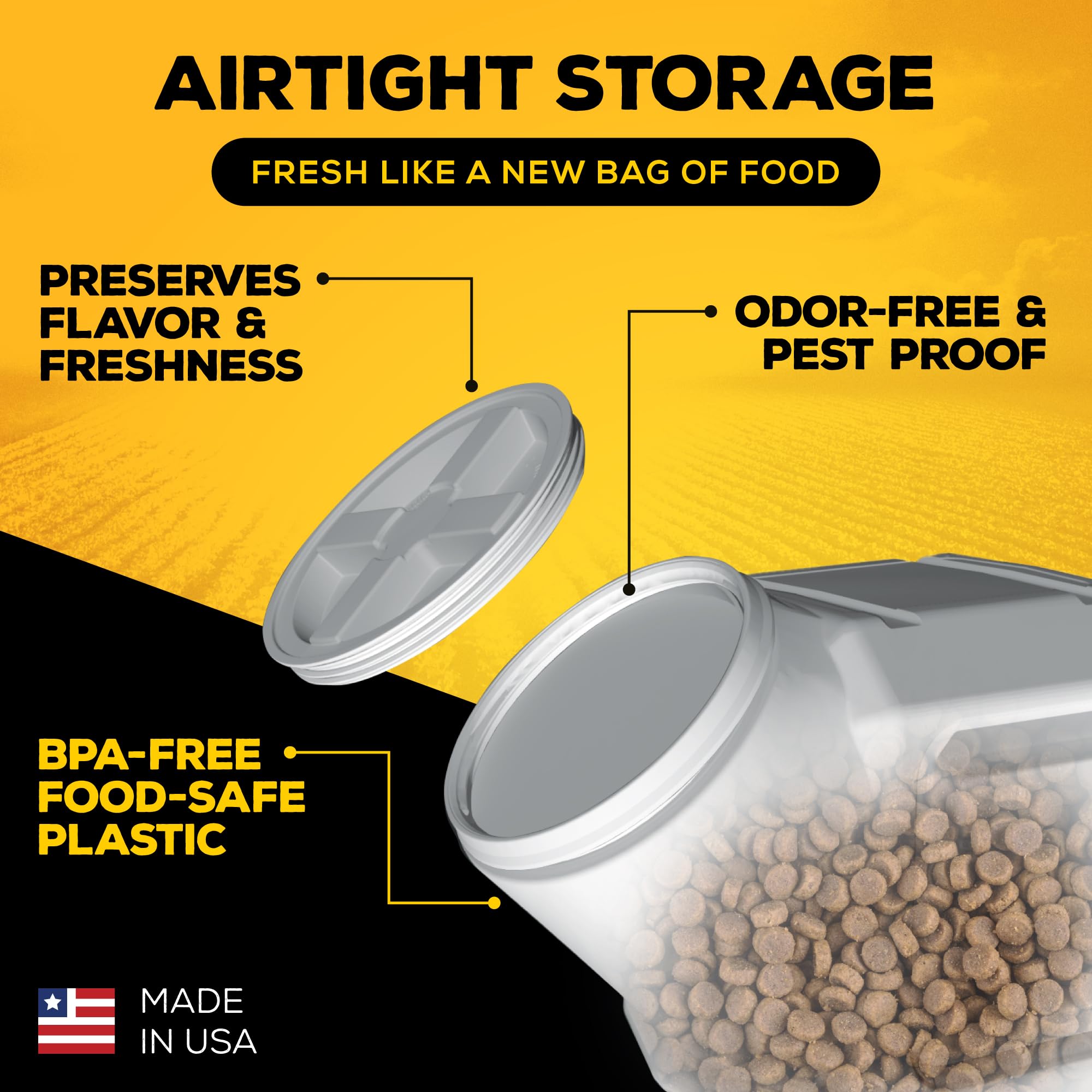 Gamma2 Vittles Vault versatile storage suitable for birdseed, oats, rice, and cereal.