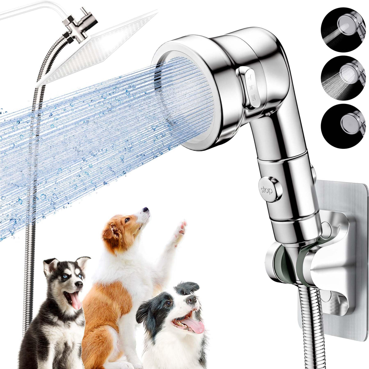 Ganciu dog shower attachment overview with versatile 3-mode head for convenient baths