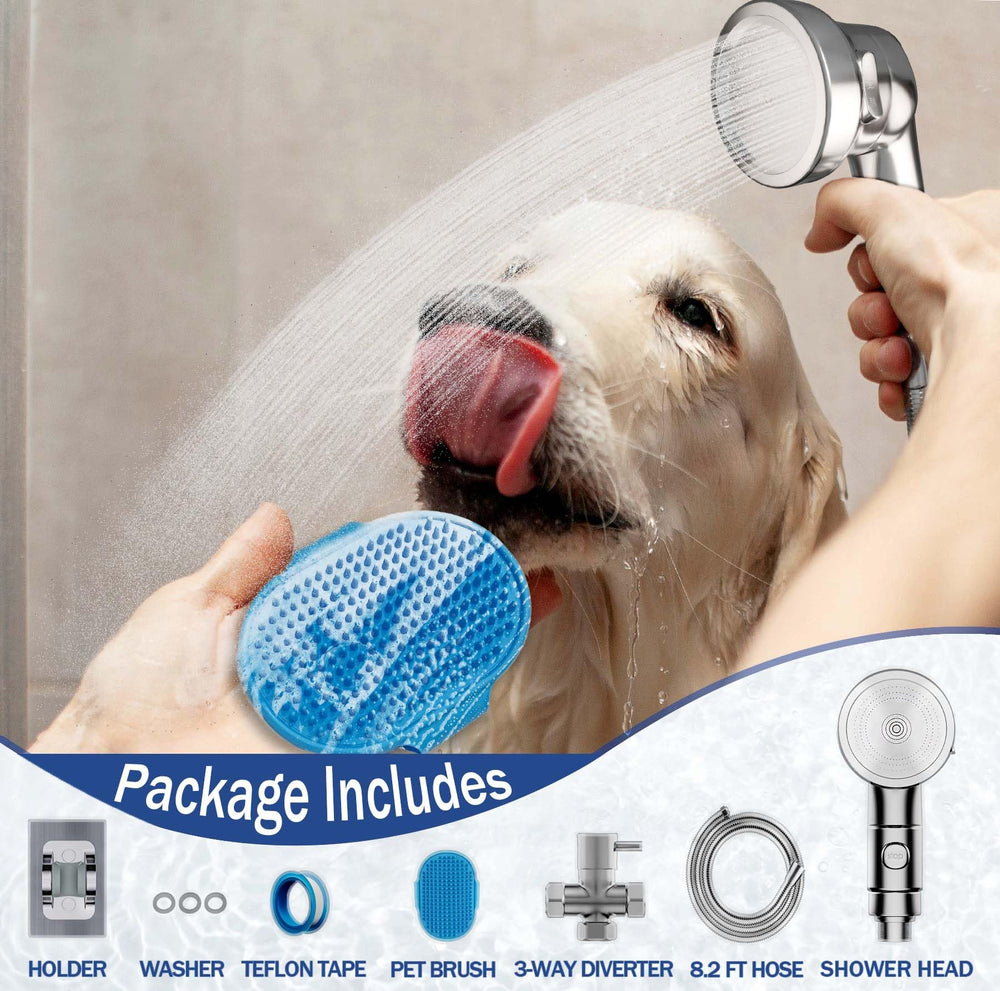 Ganciu dog shower head triple-mode spray for deep coat rinse and cleaning