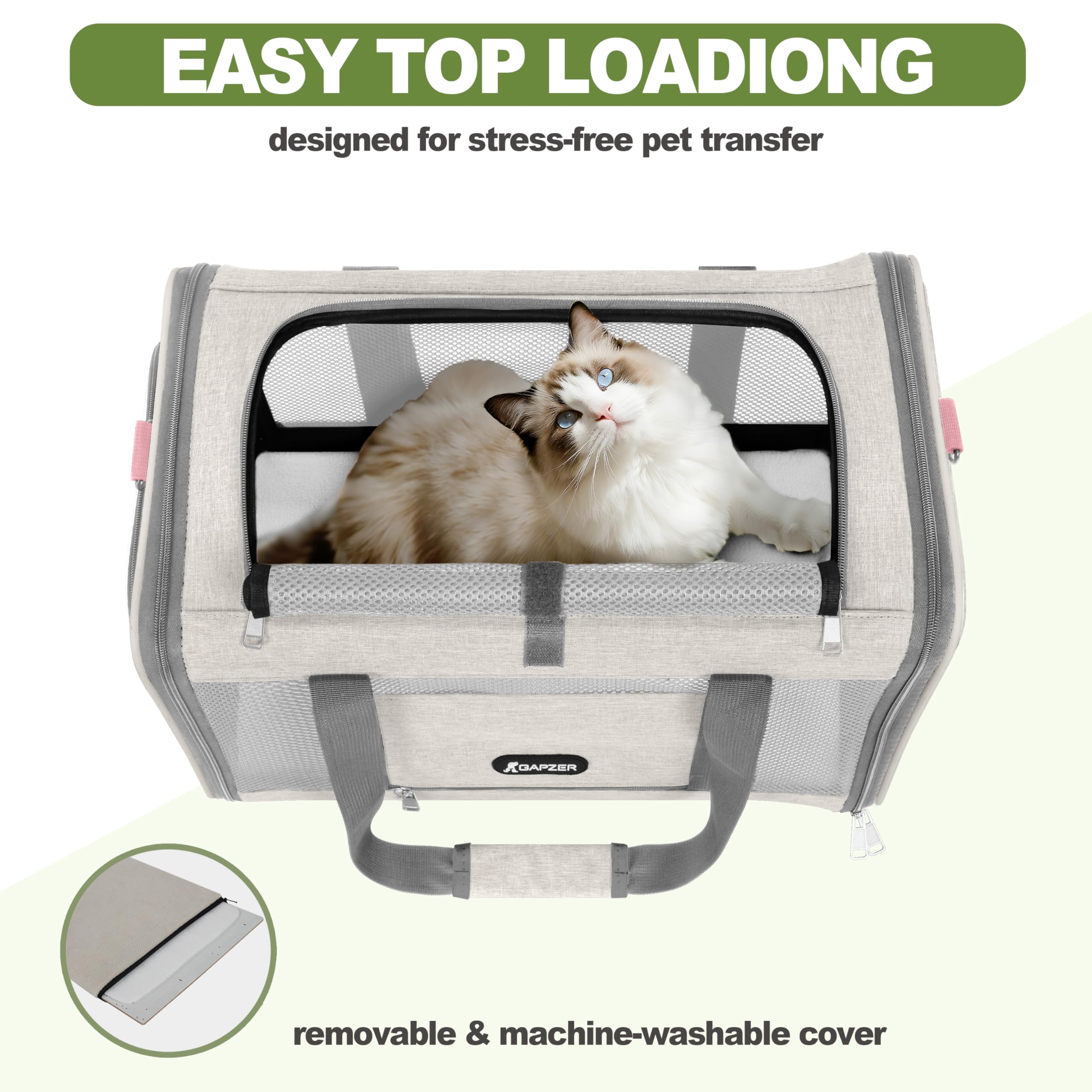 GAPZER cat carrier 360° ventilation keeps air circulating.