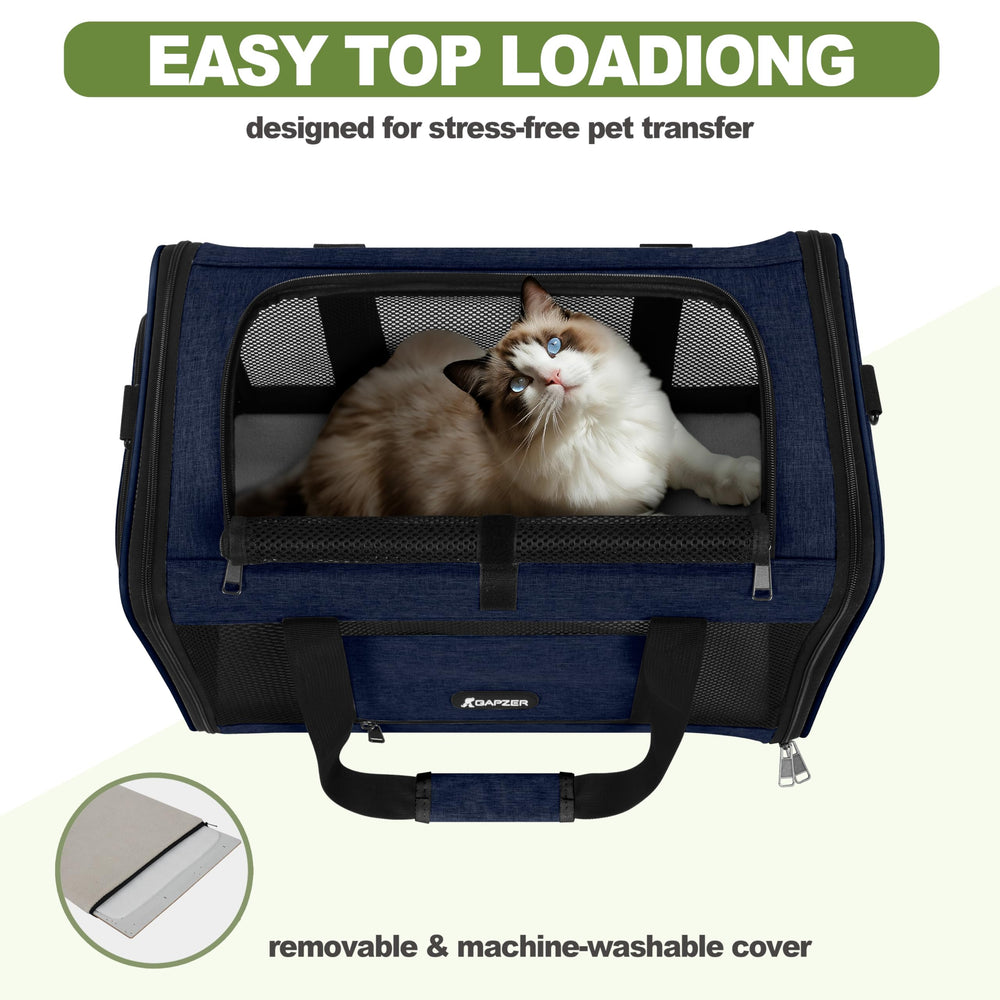 GAPZER adjustable shoulder strap for hands-free airport and vet visits.