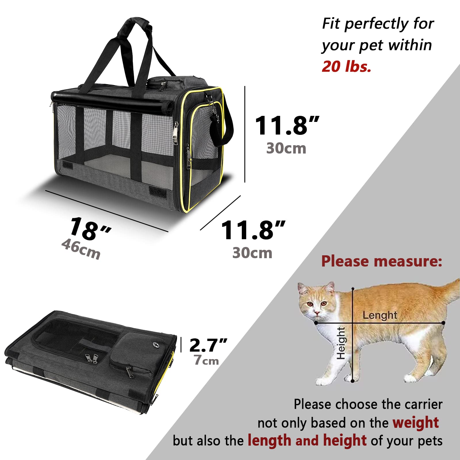 GAPZER collapsible cat carrier folds flat for easy storage after trips.