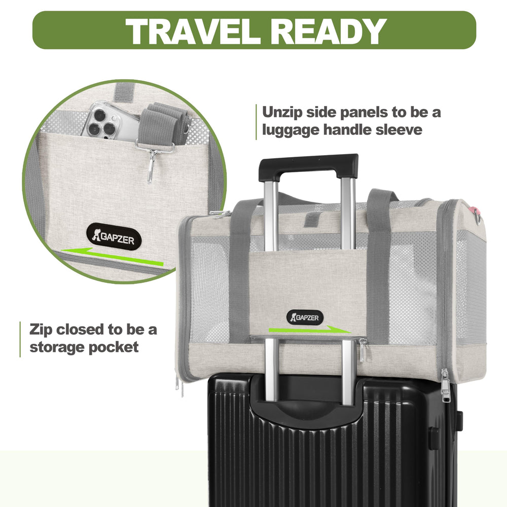 GAPZER cat carrier with four-sided mesh for breathability.
