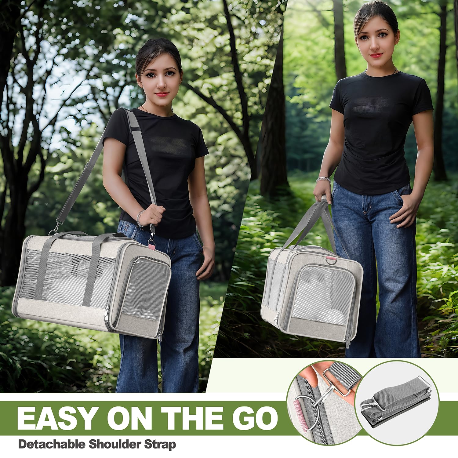 GAPZER carrier adjustable shoulder strap for hands-free travel.
