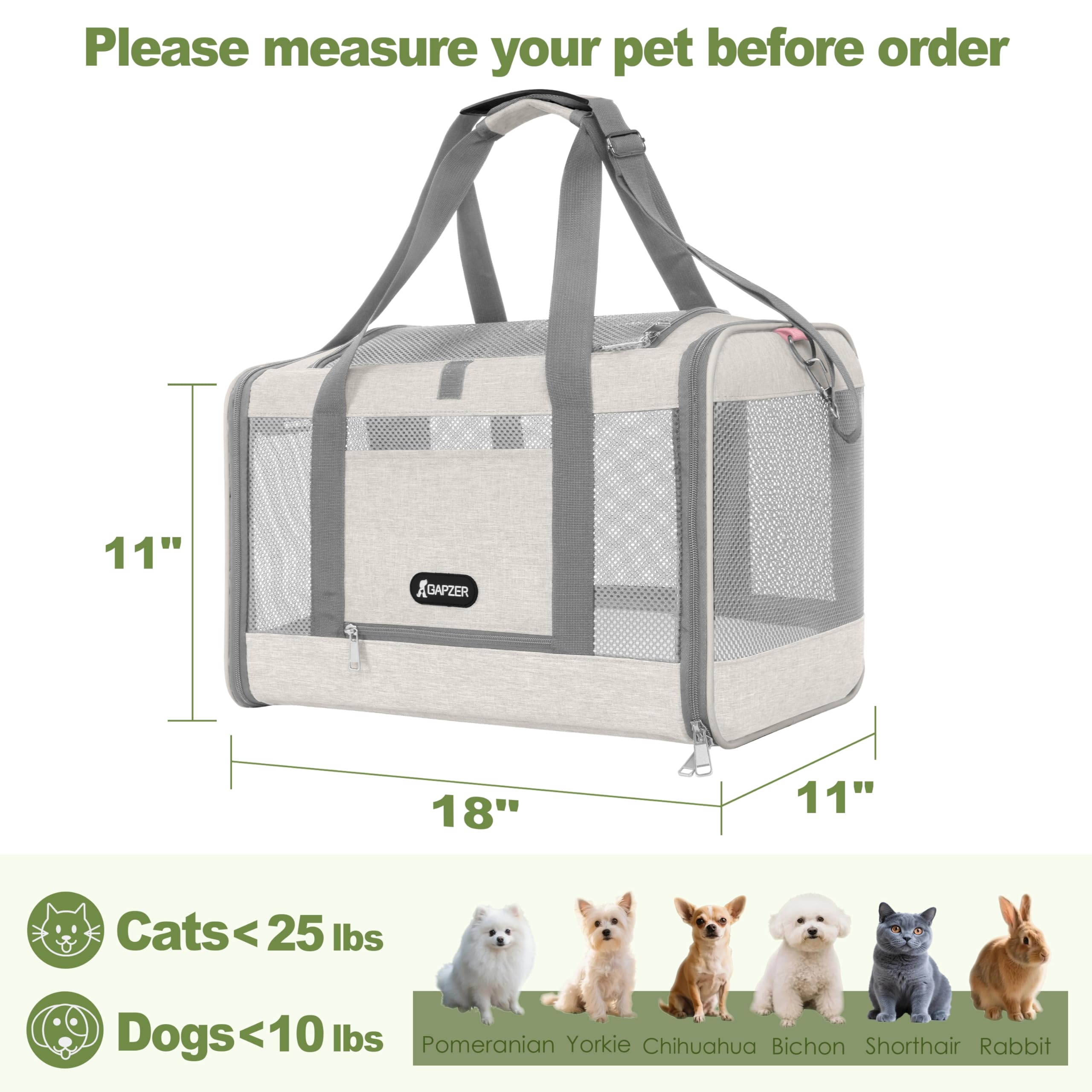 GAPZER cat carrier side door for quick check-ins on the go.