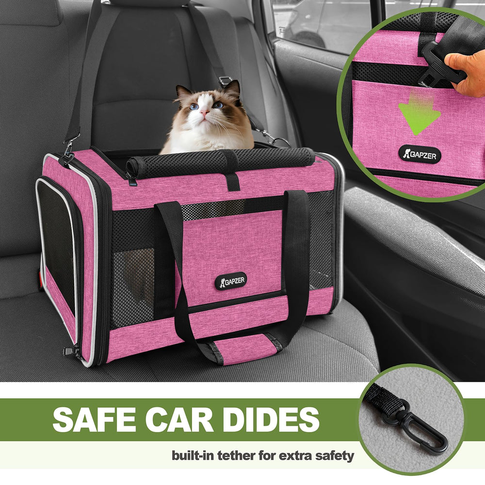 GAPZER cat carrier side pocket adds toy or treat storage