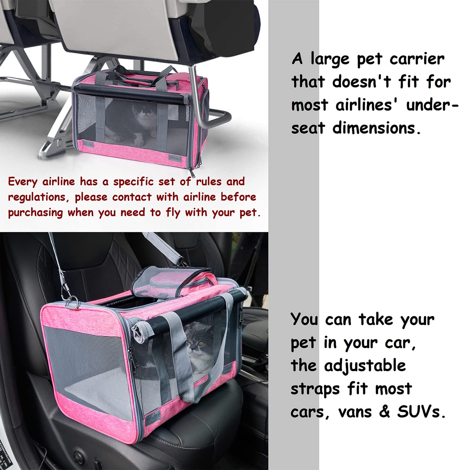 GAPZER cat carrier two-way carry design with adjustable straps.