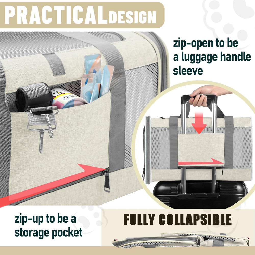 Gapzer collapsible carrier with storage pocket for toys and treats
