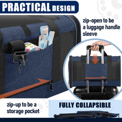 Gapzer navy carrier side view shows durable fabric for long trips.